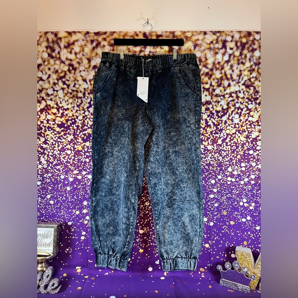 Women's Acid Wash Jean Joggers